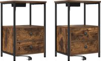 vidaXL Nachtkastje 2 st gerookt eiken 40 x 31 x 60 cm bewerkt hout