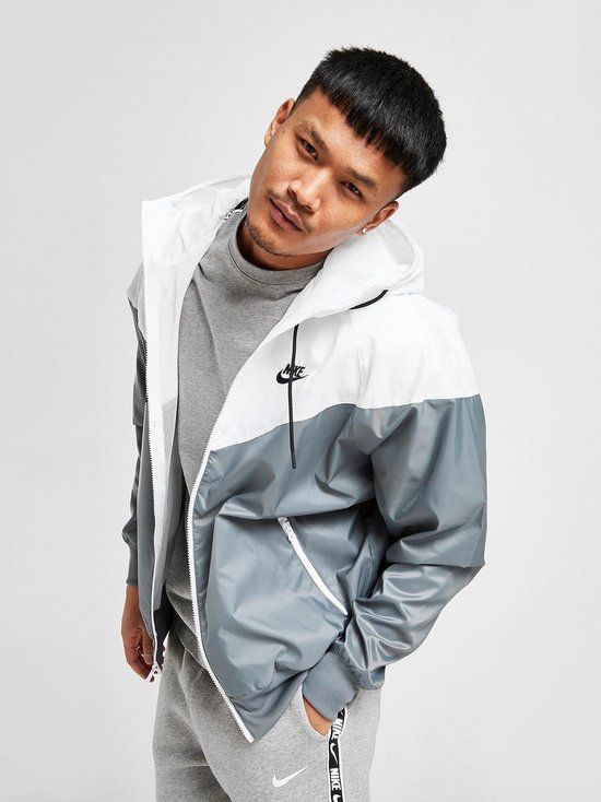 Nike Windrunner Heren Jacket Smoke Grey-White-Smoke Grey L