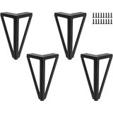 Merkloos 4 stuks vervangende meubelpoten van metaal, 15 cm, zwart