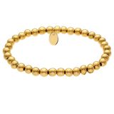 Lucardi - Dames Stalen goldplated kralenarmband voor dames - Armband - Staal - Goudkleurig - 16 cm