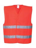 Portwest C474 Hi-Vis Band Hesje Hoge Zichtbaarheid Reflecterend Spoorweg | Rood, L/XL, EN ISO 20471 Klasse 2, UPF 40+, Royale Pasvorm, Unisex, Klittenbandsluiting, Machinewasbaar, Lichtgewicht