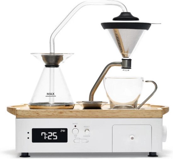 Joy Resolve Barisieur Koffie & Thee Wekker (Wit) - Automatische Timer Machine Wake-Up Ochtend Programmeerbaar