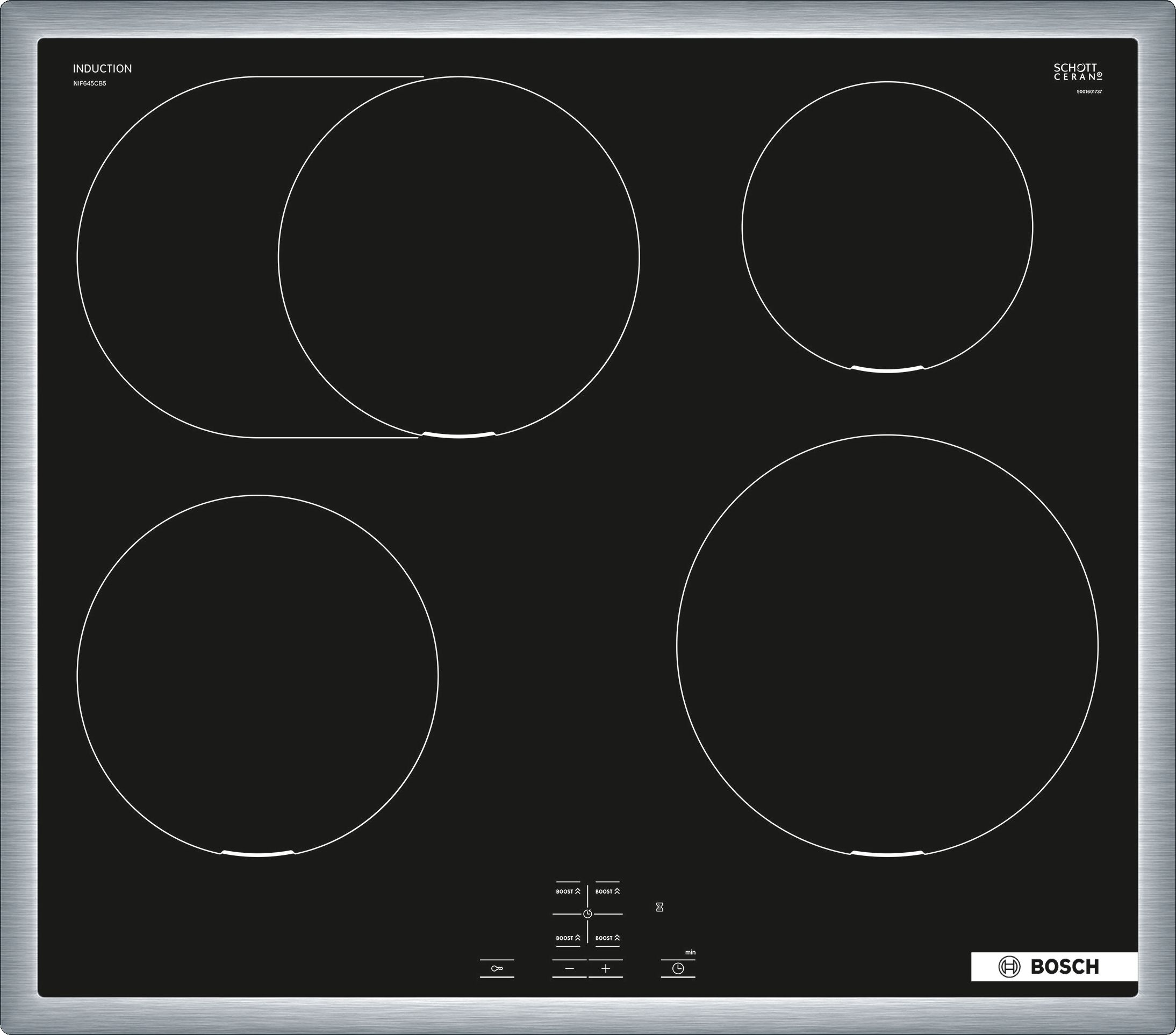 Bosch Serie 4 NIF645CB5E - 58cm Induction Cooktop - Black & Stainless Steel