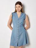 Apricot Mini-jurk met ruches en knoopsluiting
