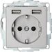 Kopp HK07 wandcontactdoos 1-voudig geaard, kinderbeveiliging, USB 5V max 2400mA - staal