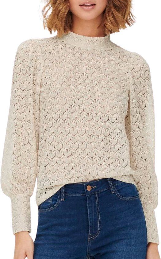 JDY JDYAVERY L/S LACE TOP JRS Women's Top - Size M - Sandshell