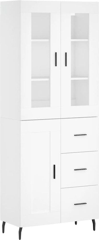 vidaXL Hoge kast bewerkt hout wit