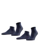 FALKE Happy 2-Pack kort eenkleurig katoen multipack sneakersokken enkelsokken heren blauw - maat 47-50