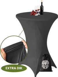 Aventara Statafelrok Grijs – Ø80-85 x 110 cm – Luxe Extra Dikke Stretch Stof – Inclusief Opbergtas – Kras- en Kreukvrije Statafelhoes – Perfect voor Horeca, Bruiloften en Feesten