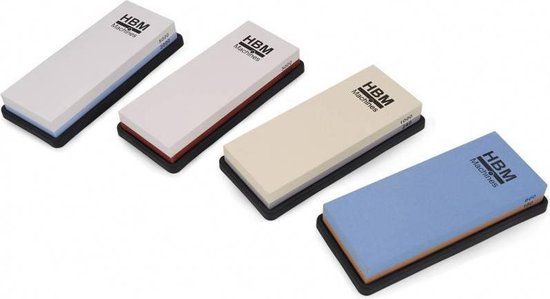 HBM Professionele Dubbelzijdige Wetsteen K180/600 met Rubberen Anti Slip Houder