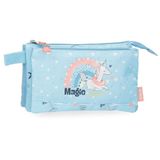 Enso Magic Summer Pennenetui, drievoudig, blauw, 22 x 12 x 5 cm, polyester