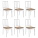 VidaXL Eetkamerstoelen met kussens 6 st massief hout crème/wit