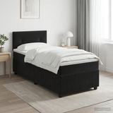 vidaXL Boxspringbed met matras, zwart, 90 x 190 cm, fluweel