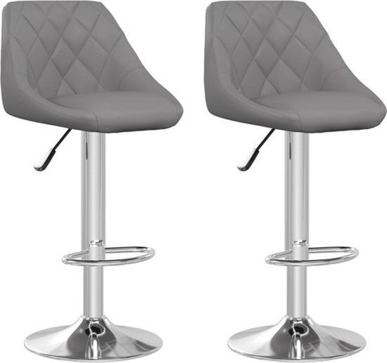 vidaXL Barkrukken - 2 stuks - Kunstleer - Grijs