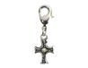 INNSPIRO NICE CHARMS metalen hanger kruis met zwart kunstleer met karabijnhaak 9 x 14 mm, 25 stuks, 13mm., Metaal, Geen edelsteen