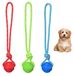 Merkloos Hondenbal met touw, 5 cm, 3 stuks, rubber, rood, blauw, groen, reflecterend
