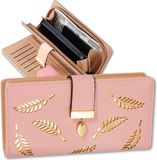 EDIBAZZAR Grand portefeuille en éco-cuir pour femmes, 15 compartiments, dimensions 19,3x10x3,5 cm