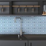 Ambiance Sticker Zelfklevende tegelmuurstickers voor keuken en badkamer - 9 Oosterse cementtegelstickers (Ajman) - 9 stickers, 10x10cm