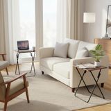 FurnitureR Set van 2 klaptafels, MDF en metaal, vintage bruin