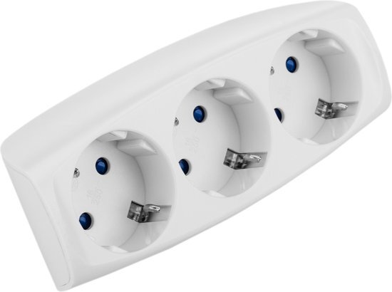 BeMatik - Drievoudige witte schuko plug adapter multiplier