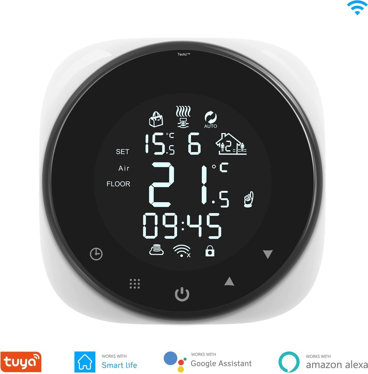 TechU™ Slimme Thermostaat Cozy – Wit – Alleen voor Water/Gas Boiler – App & Wifi – Alexa Amazon, Google Assistant, Smart Life & Tuya – Kinderslot