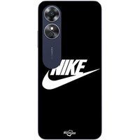 Nike Etui Oppo A17 logo wit voorkant zwart Maniacase