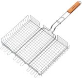 Maestro Grillrooster met afsluitbaar houten handvat (staal, 40x30cm)
