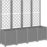 vidaXL Plantenbak met latwerk 160x40x140 cm polypropeen lichtgrijs