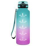 HoneyHolly Drinkfles voor sport, 1500 ml, lekvrij, kunststof, waterfles, geschikt voor koolzuurhoudende dranken, sportfles voor fiets, kinderen, school, fitness, yoga, groen poeder