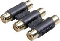 PremiumCord RCA-adapter, 3x Rcaplastic behuizing, F/zwart