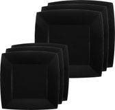 Santex Feest/verjaardag bordjes set - 20x stuks - zwart - 18 cm en 23 cm