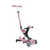 Globber GO•UP Deluxe Lights Eco 360 – schaalbare step met 3 wielen met zitting en module 360, voor kinderen van 15 maanden tot 6 jaar, roze bessen