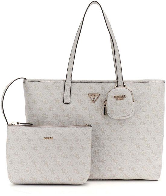 GUESS shopper schoudertas met laptopvak Power Play II Large Tech Tote Bone Logo crème
