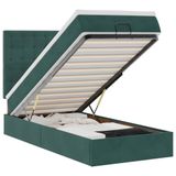 vidaXL lit escamotable avec matelas et LED 90x200cm velours vert foncé