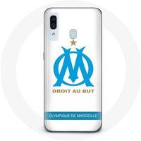 Maniacase Hoesje voor Samsung Galaxy A20 Olympique de Marseille Logo Witte Achtergrond