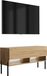 3xE living meuble TV 100 cm, finition chêne "Craft", pieds noirs droits, éclairage LED blanc