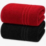 Komfortec Set van 2 Handdoeken 80x200 cm - 100% Katoen - XXL Saunahanddoeken - Badlaken - Strandlaken - Badhanddoek - Douchelaken - Zacht - Hoge Absorptie - Sneldrogend - Zwart & Rood