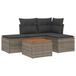 vidaXL 5-delige Loungeset met Kussens, Poly Rattan, Grijs