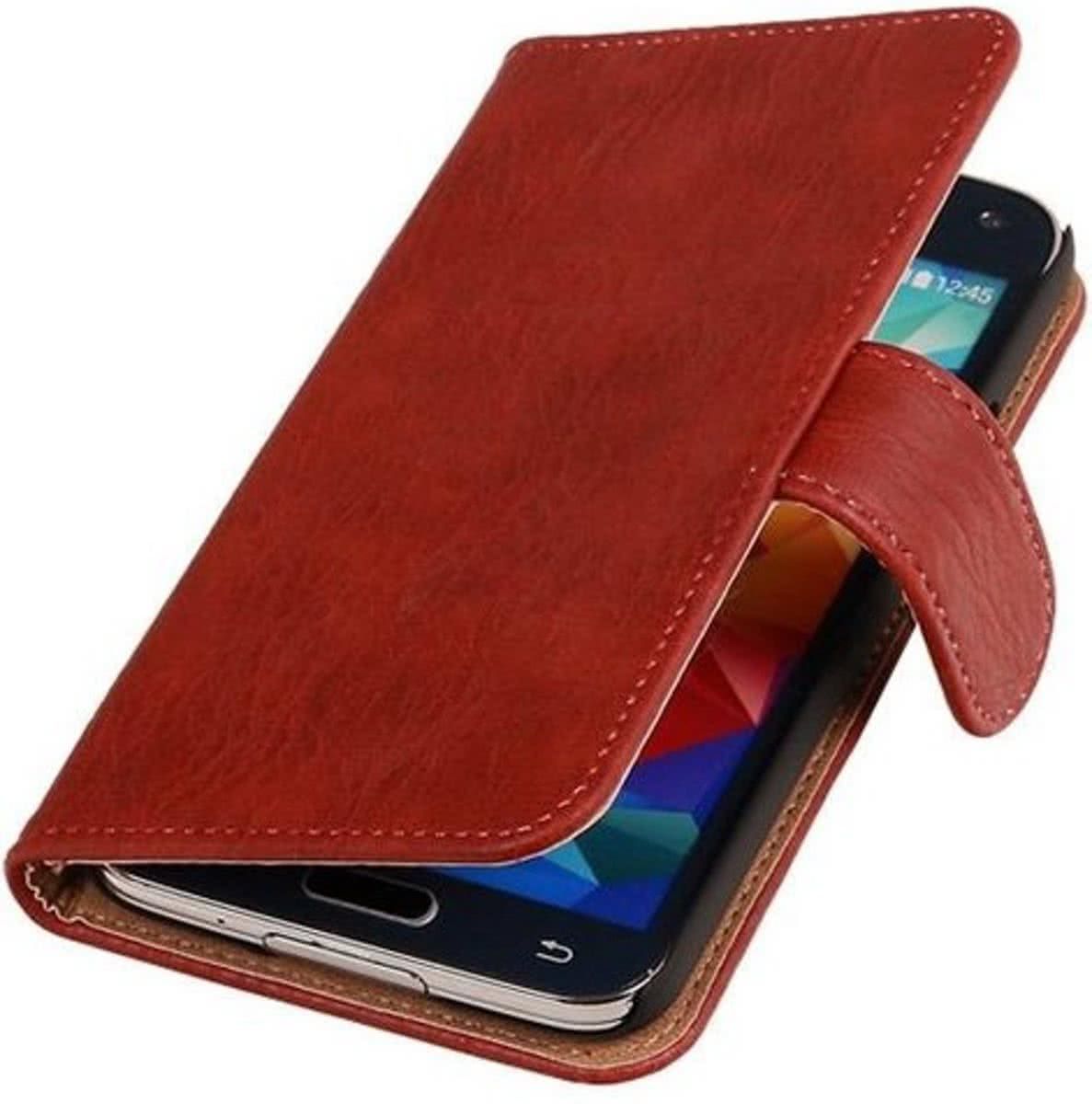 Best Cases Samsung Galaxy Note 3 Neo - Hout Rood Booktype Wallet Hoesje
