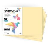 Cartulina m-office Cartulina de Colores, Cartulina A3, Folios Colores 180gr, Bloc cartulina colores pastel, Ideal para Manualidades, Imprimir tus Documentos y Diseños Creativos (50 Hojas, Crema)