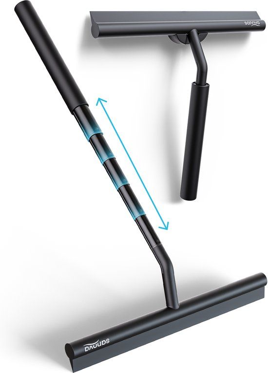 Sanova Uitschuifbare Douchewisser - Tot 100 CM - Zwart - Vloertrekker met steel - Vloerwisser - Trekker Douche en Badkamer