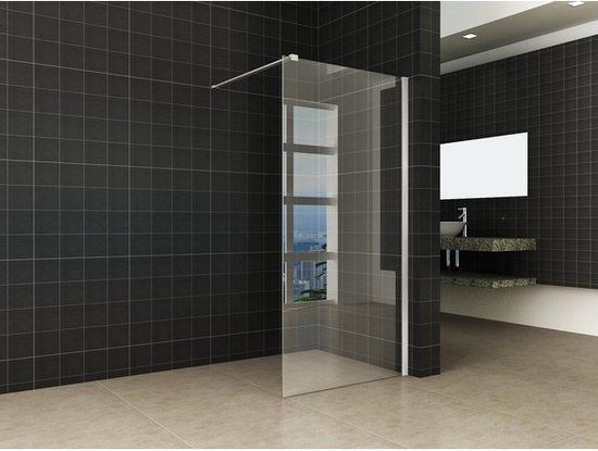 Wiesbaden Inloopdouche - Vaste Wand - 120x200cm - 10mm Glas - Aluminium Chroom