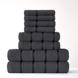 FAIRWAYUK 8-delige handdoeken balenset voor badkamer, ultrazachte premium kwaliteit waterabsorberende handdoek cadeausets, 100% Egyptisch katoen, 4x gezicht 2x hand 2x badhanddoeken, donkergrijs