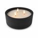 Home & Styling LED kaars in pot - met 3 lonten - beton - zwart - D20 x H8 cm - buiten - waterdicht