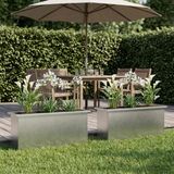vidaXL Plantenbak met led 2 st zilver 30 x 100 x 30 cm