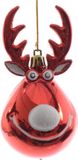 Decoris Renne Pendentif de Noël - Bois d'Acacia - Ø 11,5 cm - Rouge