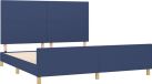 vidaXL Cadre de lit Tissu Bleu 160x200 cm