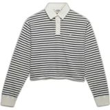 Superdry Athletic Essential Gestreept Rugby Top Oversized Pasvorm Dames Lange Mouwen Shirts Katoen Ecru Stripe Maat 8