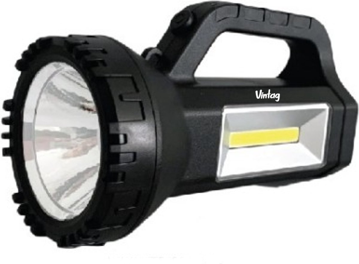 Vintag LED Zaklamp - Op Batterij - Grote Schijnwerper - 1000 Lumen -