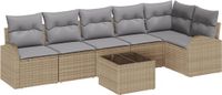 vidaXL Tuinbank Set 7-delig Beige/Lichtgrijs Polyrattan